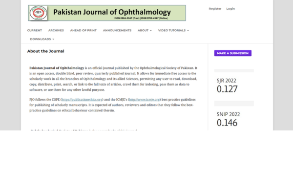 Pakistan Journal of Ophthalmology preview